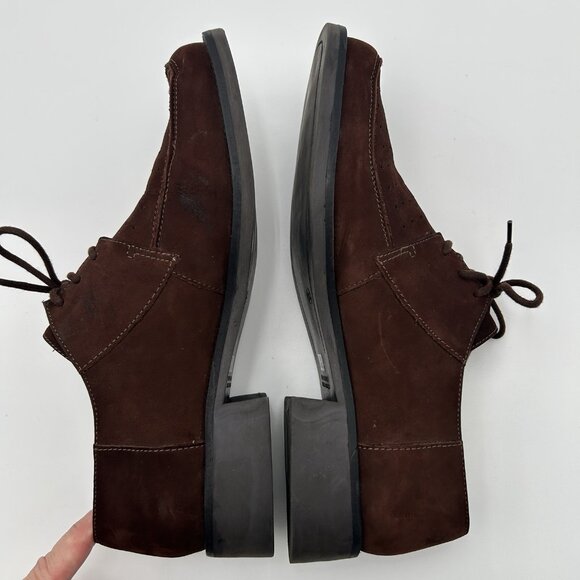 VTG DIBA Womens 9.5 Brown Lace Up Oxford Nubuck Style Upper 1.25 Inch Heel Shoes - Picture 2 of 12